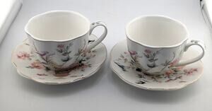 Grace Teaware Teacup & Saucer Set Fine Porcelain Lot of 2